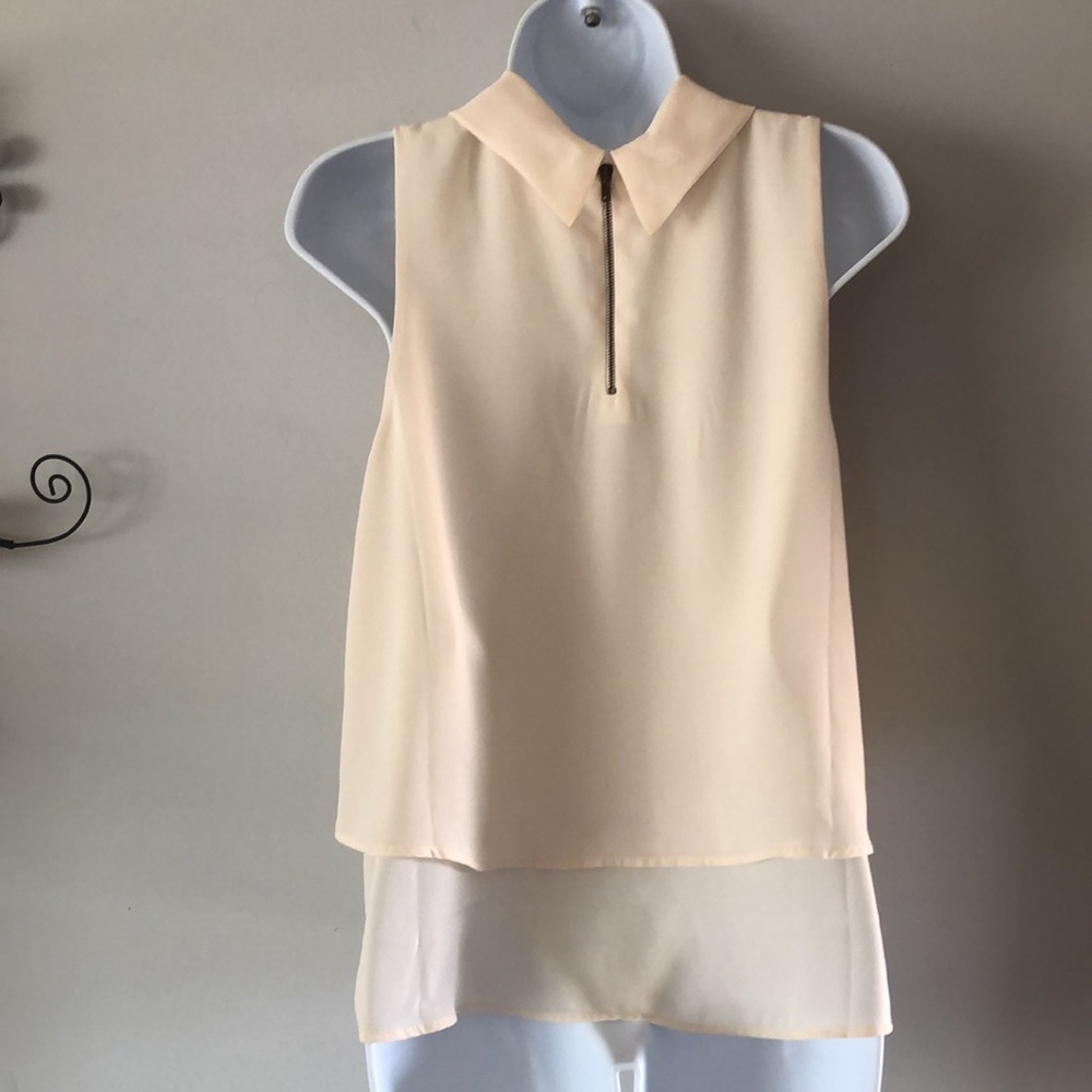 𝅺Monteau Cowl Neck Sleeveless Blouse Size M Flowy Neutral Cream Business Casual - Picture 6 of 11